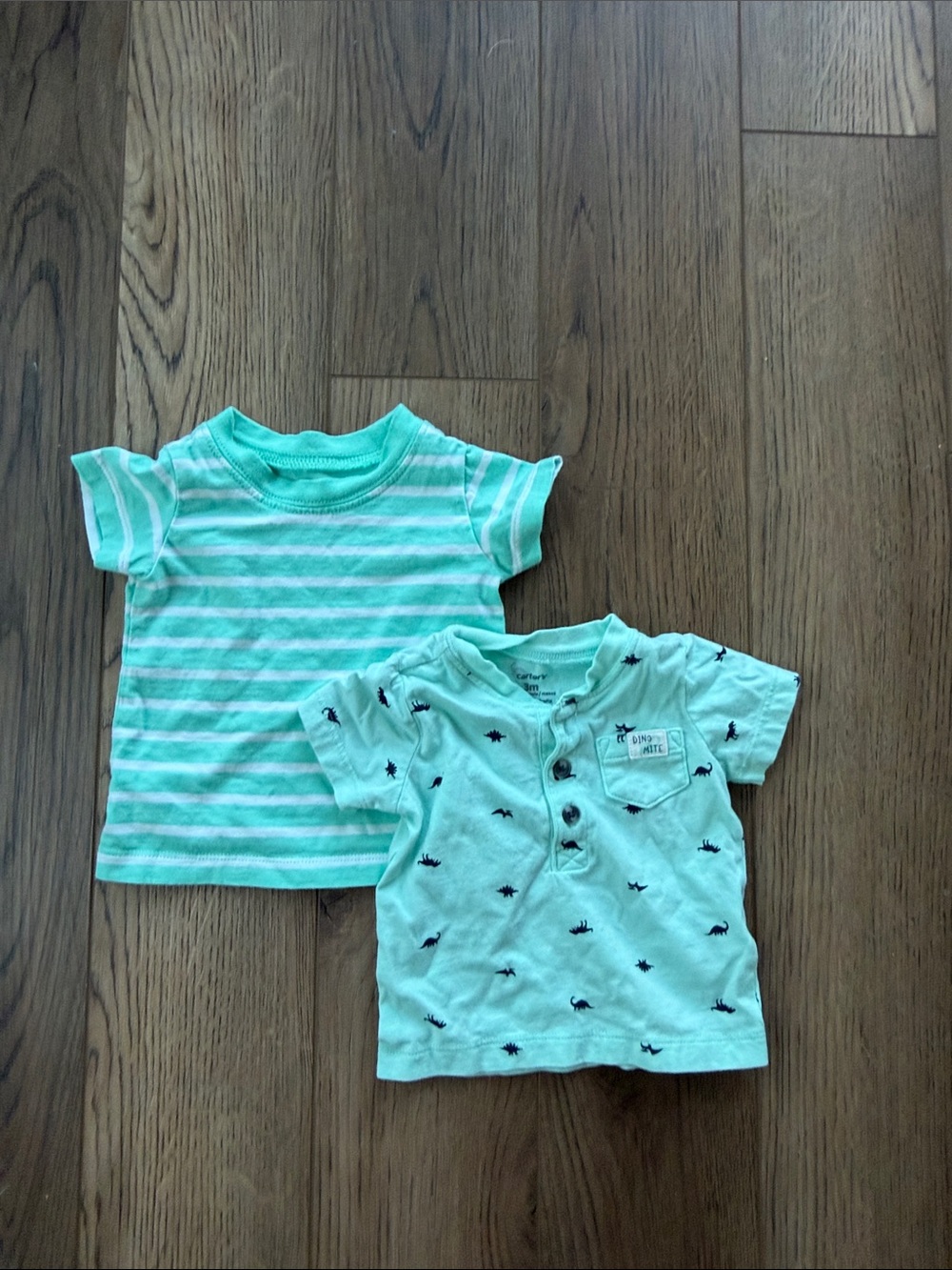 Carter's |  Mint Striped & Dino Pocket Short-Sleeve Tees